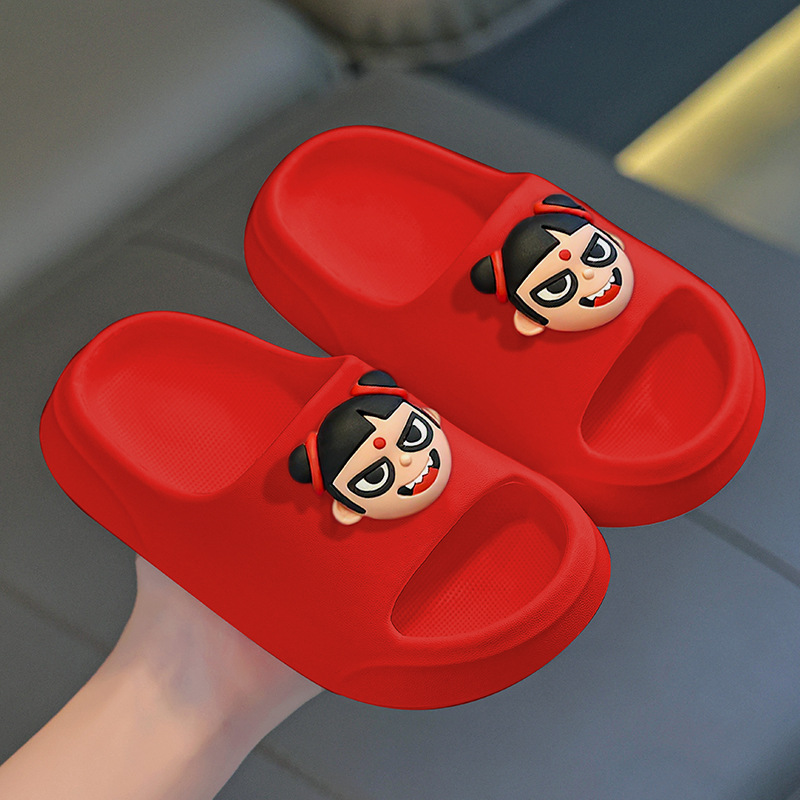 Nezha pantuflas zapatillas para niños verano nuevo estilo dibujos animados fondo suave interior bebé zapatos de playa sandalias