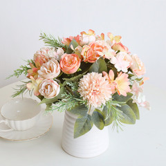 高仿真單枝小茶花家居客廳擺件裝飾花假花婚慶裝飾花藝插花