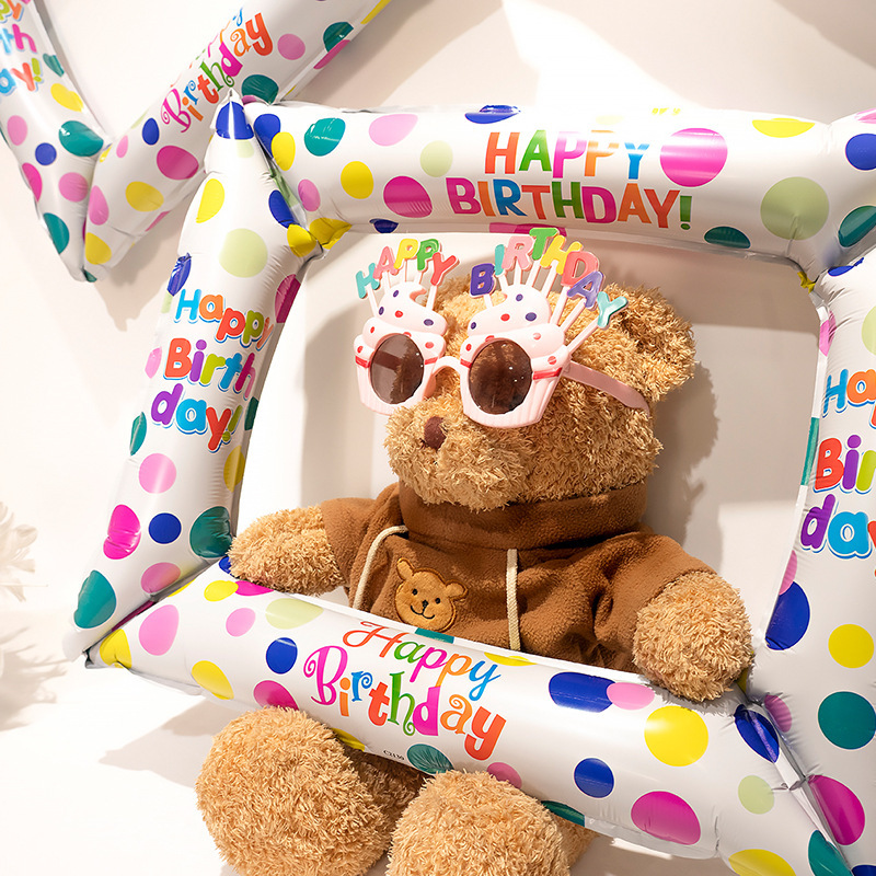 Ins colorful polka dot frame aluminum balloon birthday decoration scene setup party photo props decoration setup