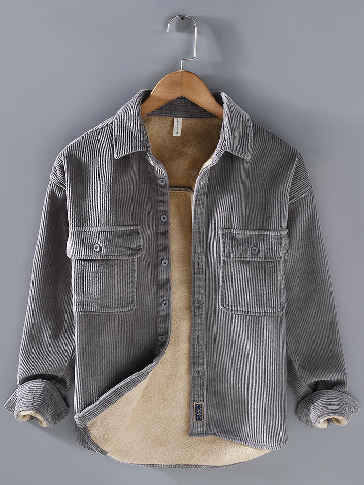 Chaqueta informal cálida y gruesa con forro polar estilo vintage para hombres jóvenes, nueva colección otoño-invierno G151