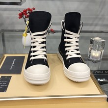高帮鞋情侣帆布四季透气厚底增高高街潮板鞋短靴ro鞋女厚底帆布鞋