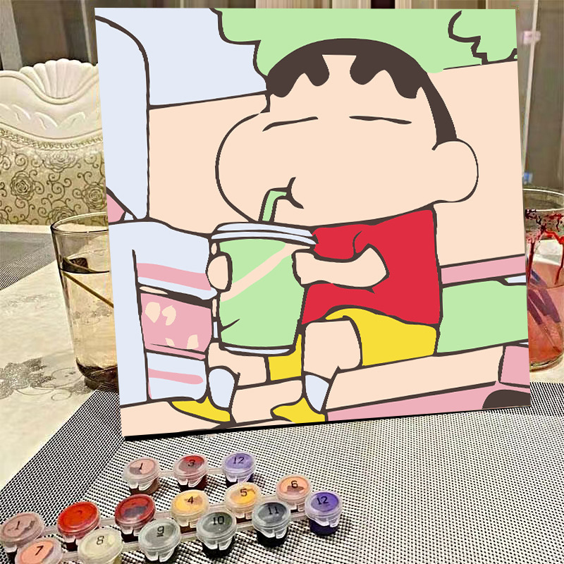 デジタル油絵diyの塗り絵の子供は漫画のアニメを埋めて色を塗ります。|undefined