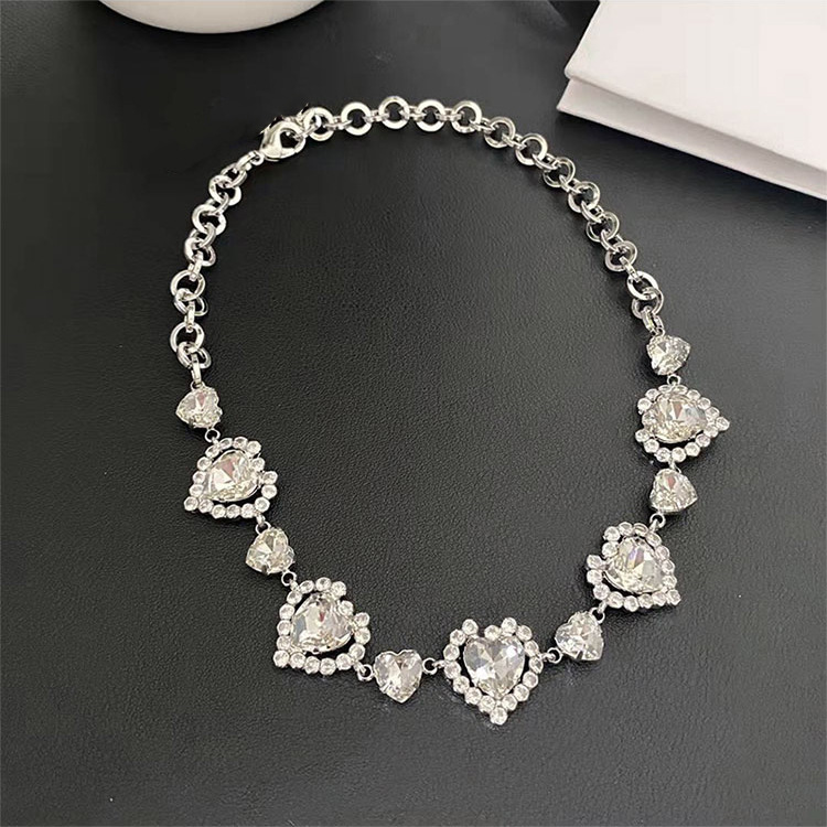 Fashion Heart Shape Alloy Plating Rhinestones Womenu0027S Necklace 1 Piece