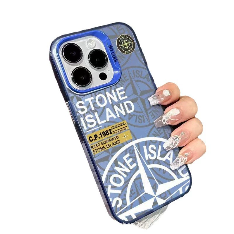 Кейс для Stones Island совместимый с Apple 15, цвет серебристый iPhone14pro, креативный 13/11promax, матовый 16, защитный чехол