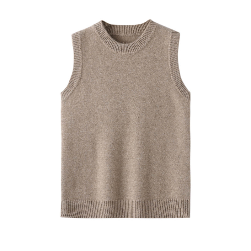 Children's knitted vest for men and women with a round collar