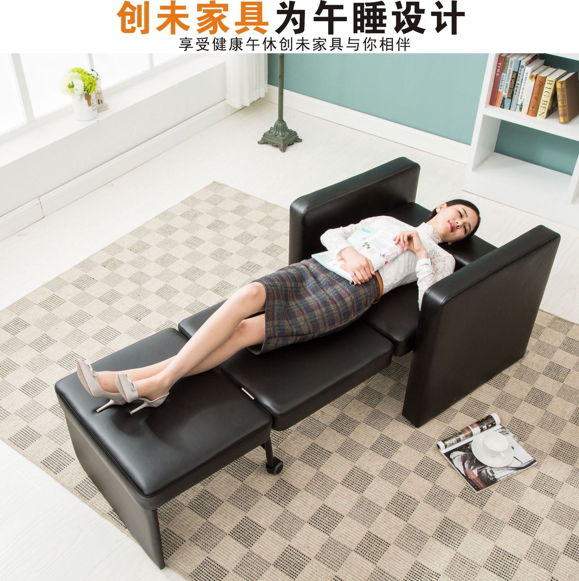 工厂批发加宽折叠沙发椅床陪护椅办公室双人床坐卧两用午睡椅躺椅