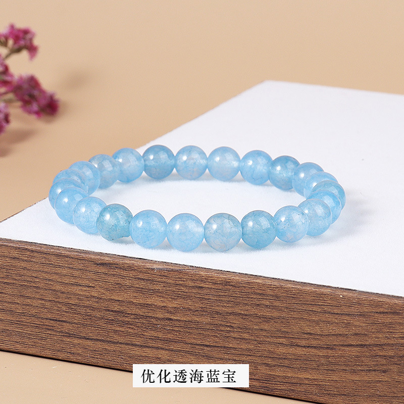 Optimized transparent aquamarine chalcedony bracelet