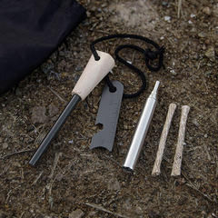 Outdoor lighter outdoor multi-purpose survival tool camping magnesium bar fire starter flint striker blow tube waxed cord