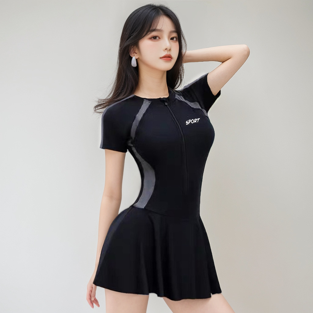 2025 explosión de verano de mangas cortas trajes de baño de mujer alta sensación trajes de baño secado rápido conservador trajes de baño profesionales al por mayor