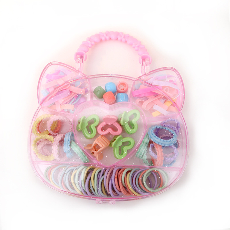 Nuevo niño pequeño princesa bolso anillo de cabello para chicas fresco dulce macarón cabello bonito conjunto de adornamiento para el cabello correa