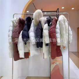 品牌折扣尾货批发鹅绒服法碧奥拉冬轻奢大毛领保暖轻盈中长鹅绒服