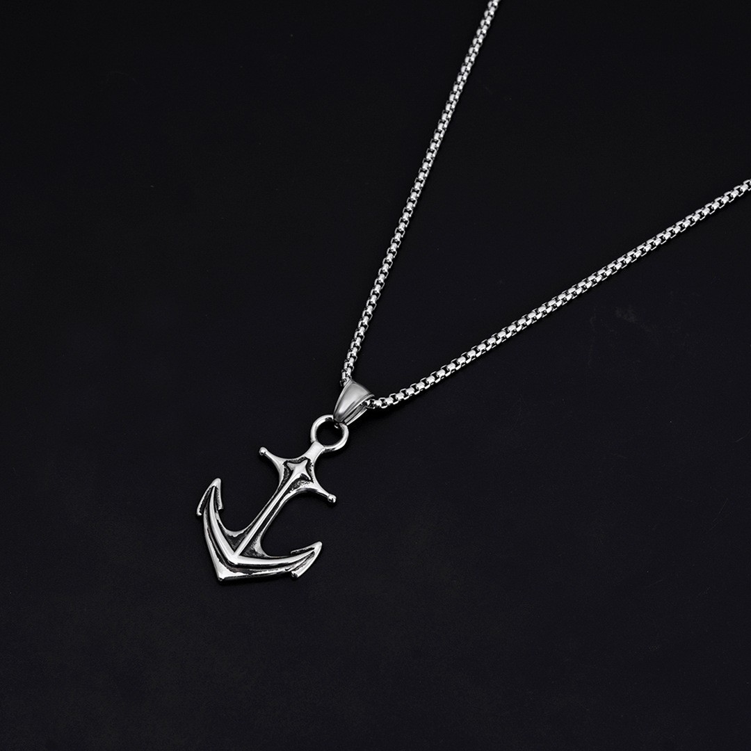 Hot selling titanium ship anchor stainless steel fashionable necklace pendant, accessory set_voghion.com