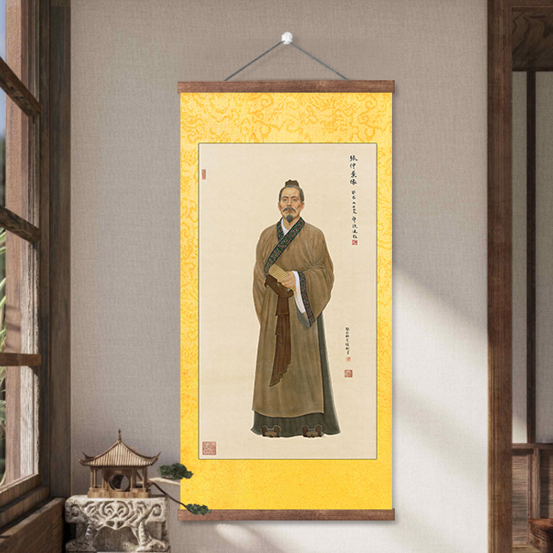 张仲景人物画像古代中医名人装饰画卷轴画中医馆十大名医挂画竖版