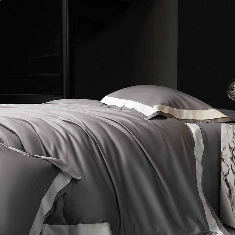 Luxury Cotton Duvet Cover Set Breathable Solid Colour Bedding_voghion.com