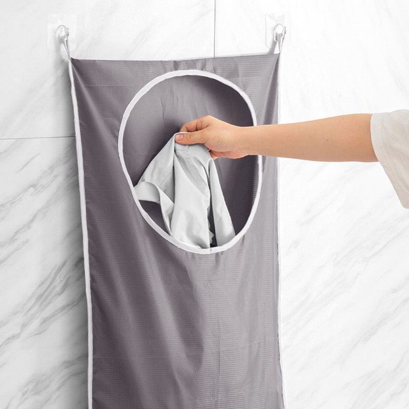 Wall-mounted item hanger, dormitory bathroom wall-mounted dirty clothes basket, bathroom waterproof Oxford cloth dirty clothes storage bag