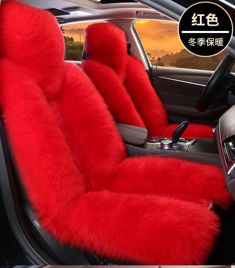 Winter wool car seat cushion plush seat cover pure wool long hair winter wool pad warm thickened car mat popular online