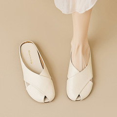 威威女郎1966-1包頭半拖鞋女夏季外穿懶人一腳蹬魚嘴平底涼拖大碼