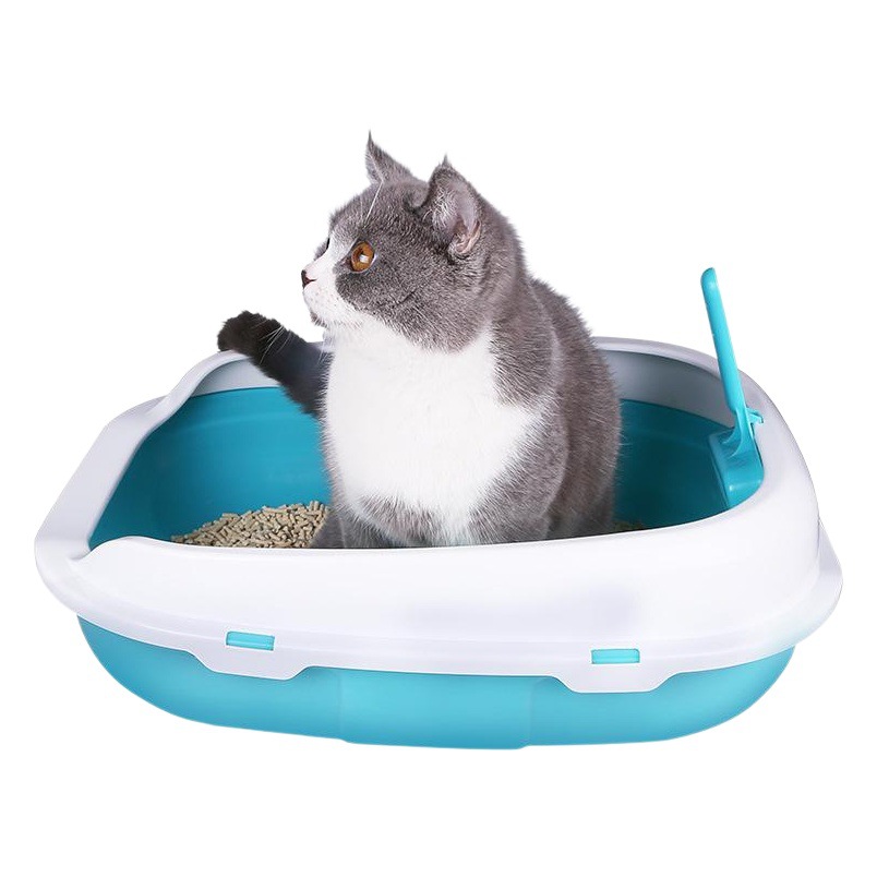 Caja de arena para gatos, inodoro grande y semicerrado, caja de pala de arena para gatos, caja de heces para gatos, suministros para mascotas