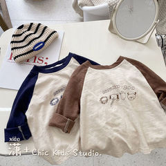 Long-sleeve T-shirt for boys and babies, 2024 spring loose children's innerwear thin top for young children, stylish base shirt