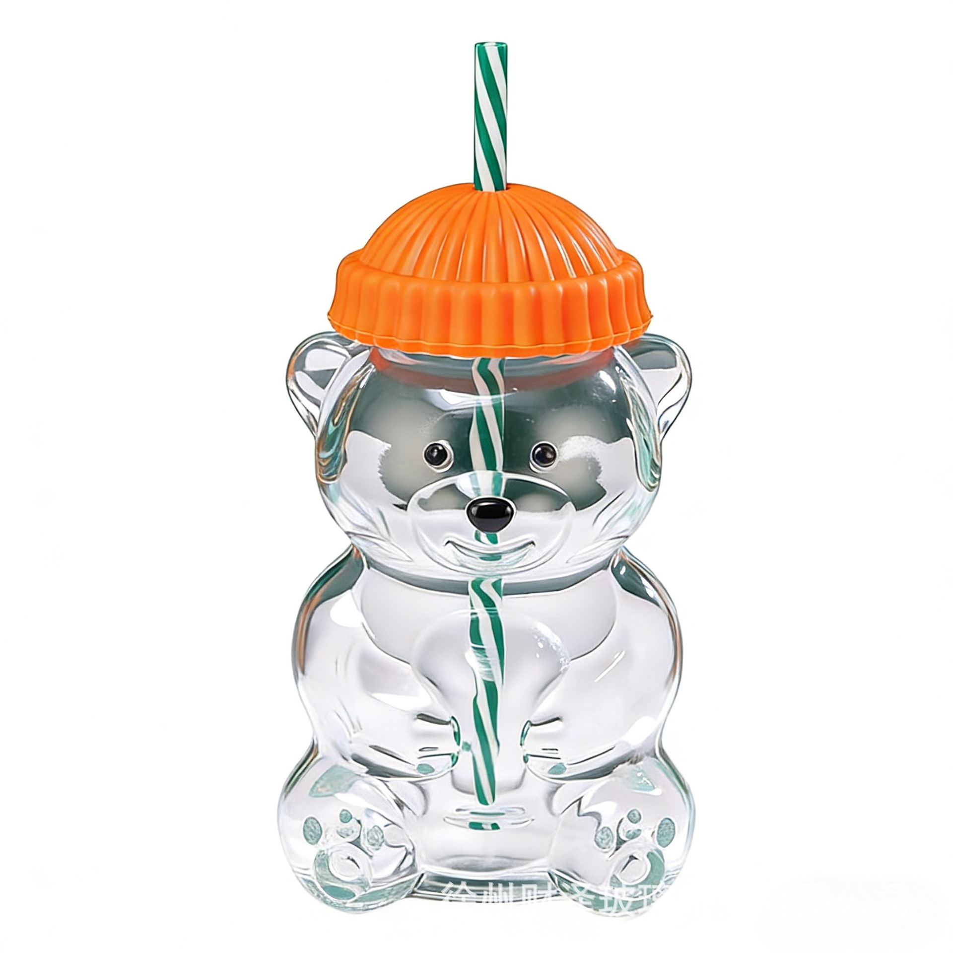 Tazas de vidrio de oso transfronterizo explosión alta borosilicona taza de paja transparente resistente a altas temperaturas taza de bebidas Teddy Bear Botella de Boston