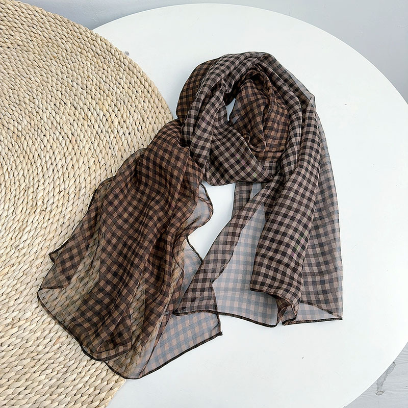 French Hepburn Style Black And White Polka Dot Silk Georgette Scarf - Elegant Commuter Flowy Thin Neck Scarf For Women (Spring/Summer) - Thumbnail 7