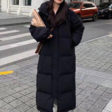 2025新款羽绒服中戏长款男女同款白鸭绒时尚简约连帽冬季保暖外套