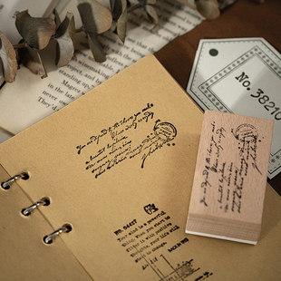 Meet English Wooden Seal Retro Handwritten Letter Number Hand Account DIY Decorative Material Tool Children's Seal