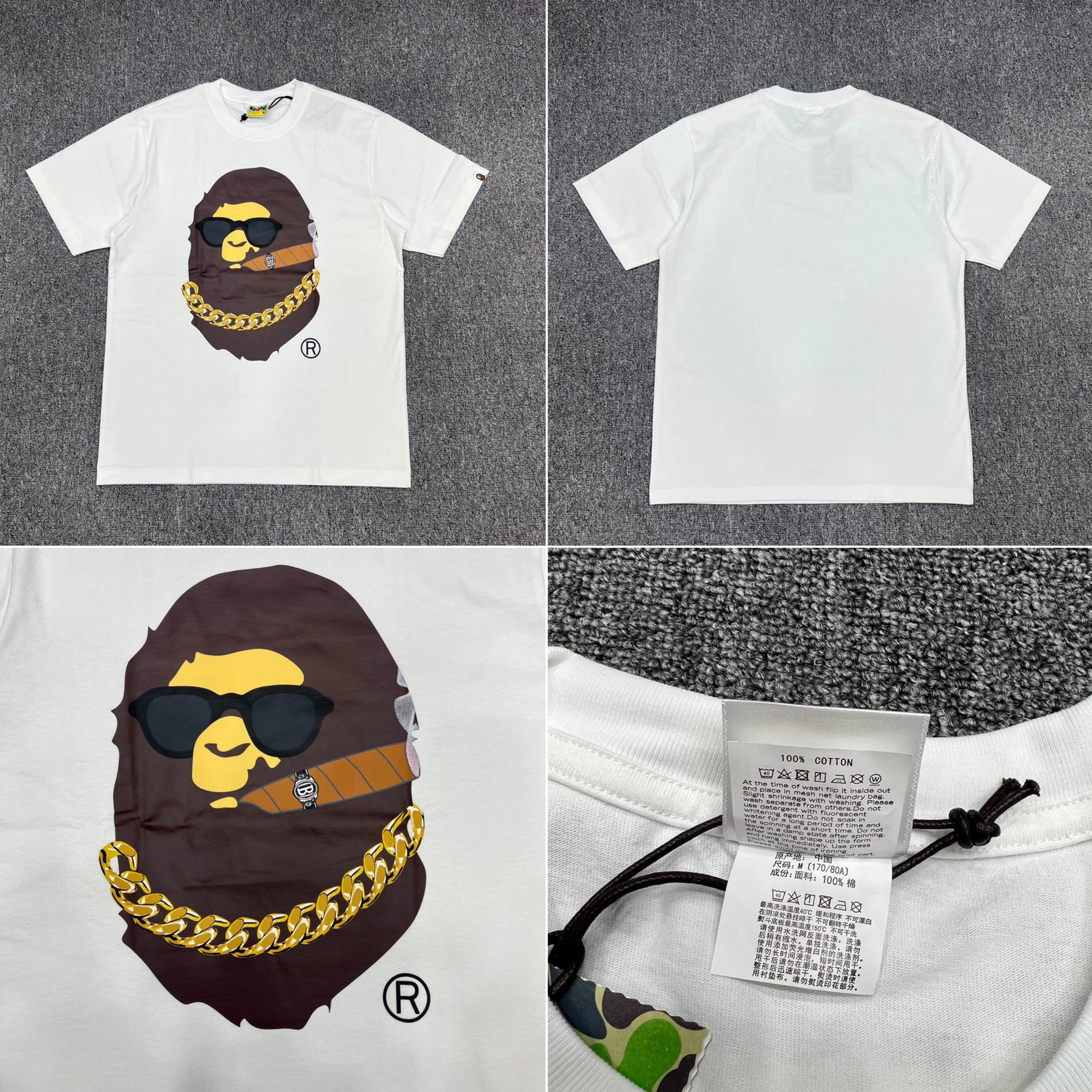 Стильный брендовый топ BAPE с половинными рукавами TEE для мужчин и женщин, камуфляж голова обезьяны, высокого уровня, свободный крой, короткий рукав