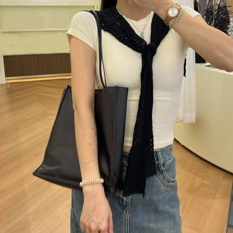 row托特包极简风头层牛皮大容量包包女慵懒风高级质感百搭单肩包|undefined