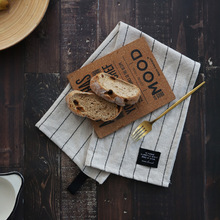日式棉麻餐巾简约布艺色织条纹茶巾布美食拍照背景餐布色口布餐巾