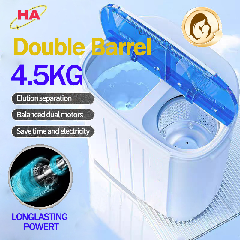Cross-Border Semi-Automatic Double-Tub Double-Cylinder Household Small Mini Washing Machine Underwear and Socks Washing and Removing All-In-One Machine Factory Wholesale