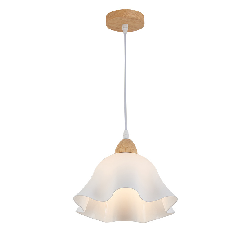 Lámpara colgante de estilo japonés con campanas de viento de madera, estilo nórdico color crema, para pasillo, entrada, comedor.