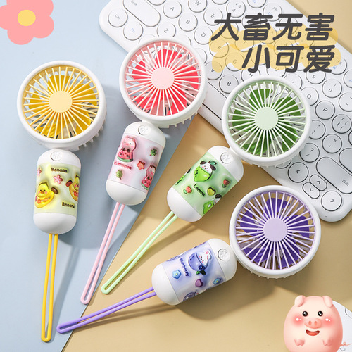 Popularity Inflation Cute Pet Handheld Fan New Mini Portable String USB Charging Fan Festival Gift