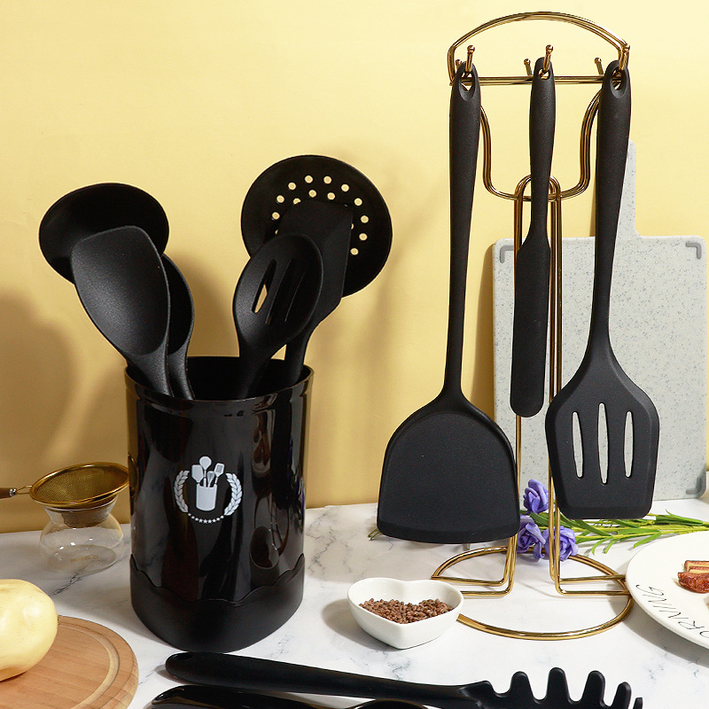 Cross-border silicone spoon and spatula set of 15 pieces non-stick pan silicone utensils food grade household silicone kitchenware wholesale