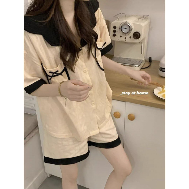 (2개) 2024 년 새 한국 잠옷 여성 활 달콤한 나이를 줄이는 세트 느슨한 여름 반소매 홈 의류 INS 스타일