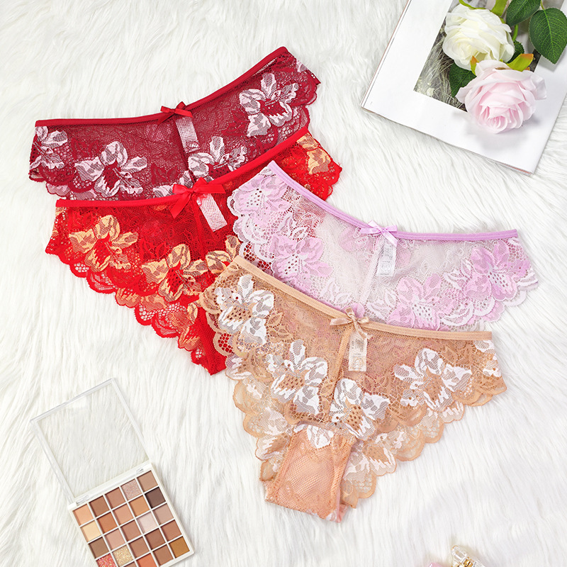 1 Piece Quantity Flower Breathable Low Waist Briefs Panties
