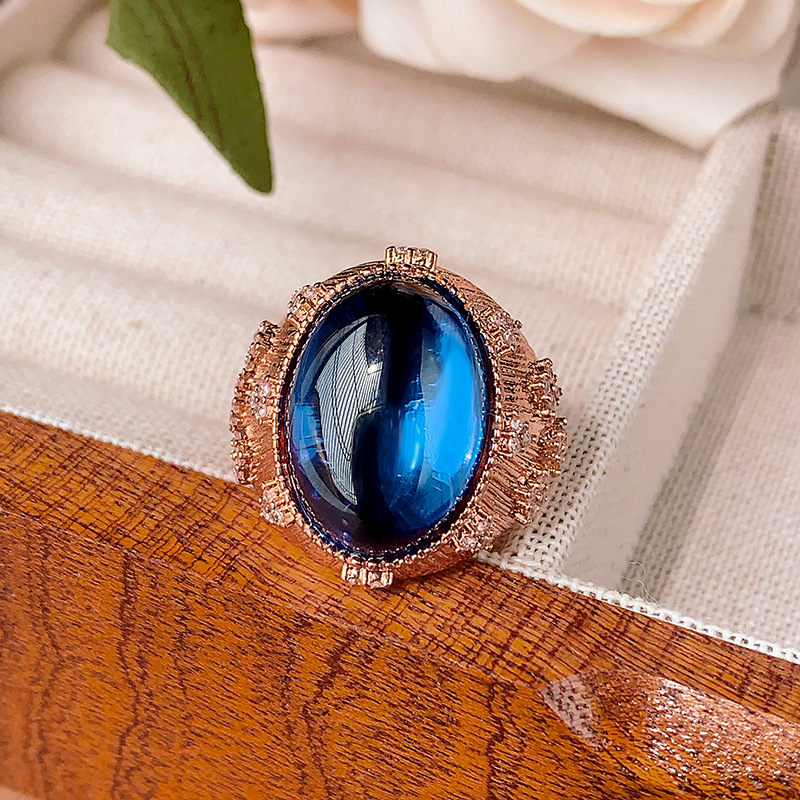 2024 nueva joyería Zhuang Shengsheng simulación europea paloma sangre corindón rojo superficie lisa retro conjunto de oro rosa maestro 13*18