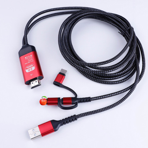 Suitable for Apple Android type-c to hdmi high-definition cable three-in-one iPhone phone same-screen cable projection cable