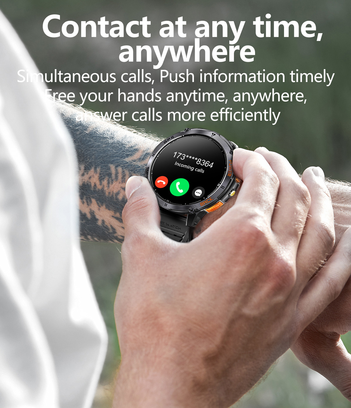 Smartwatch Mit Herzfrequenzmesser Gps Und Bluetooth-anruffunktion_voghion.com