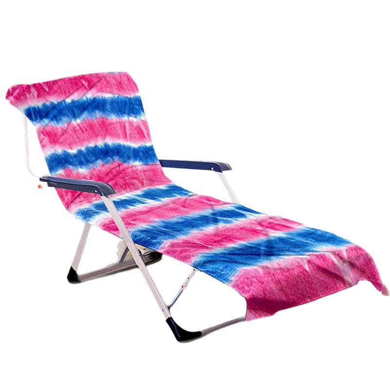 Suministro transfronterizo Amazon Seaside microfibra funda de silla de playa silla reclinable toalla de playa con bolsillo lateral