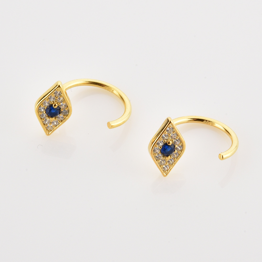 18K Real Gold Plated, Platinum Plated Plating Material Zircon Inlay Material 1 Pair 925 Sterling Silver Zircon Geometric Earrings