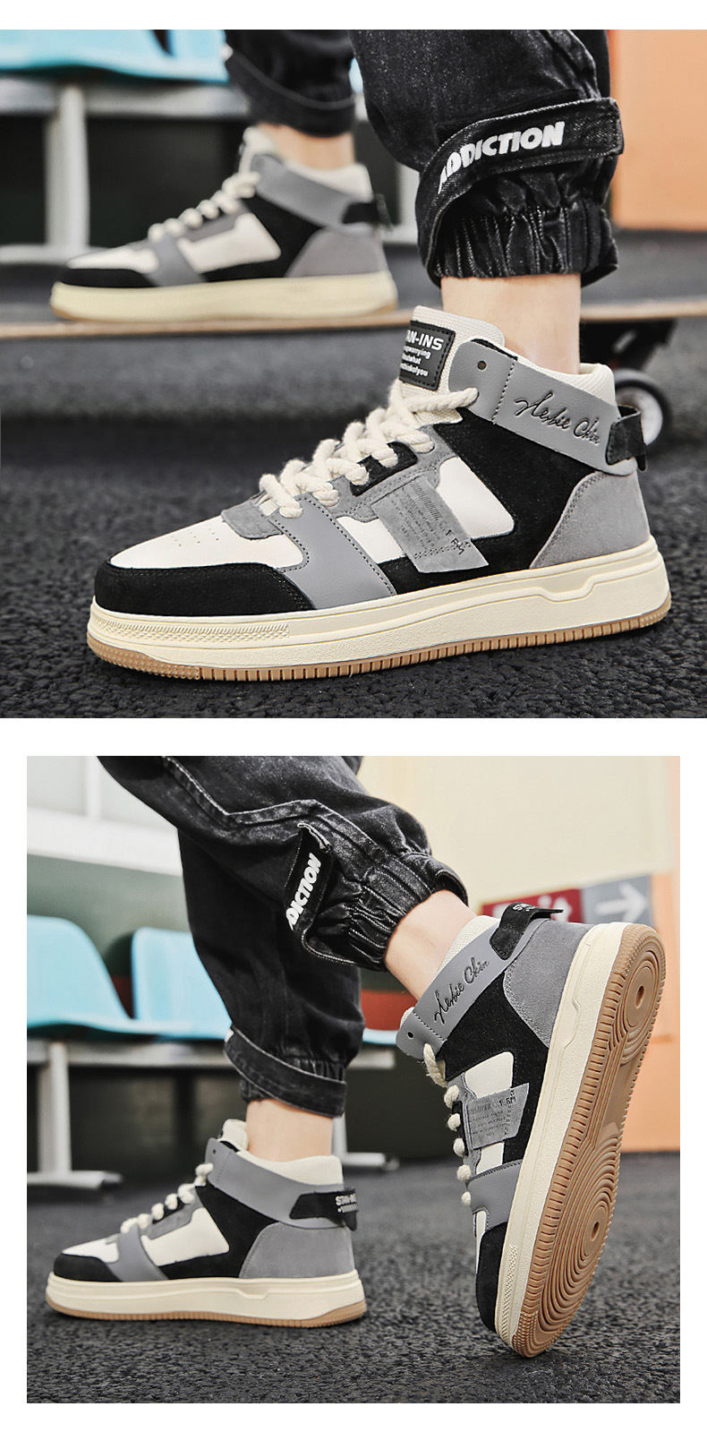 Chaussures de Tennis pour hommes, chaussures de course en cuir, baskets en tissu, semelle en caoutchouc, chaussures confortables rembourrées_voghion.com