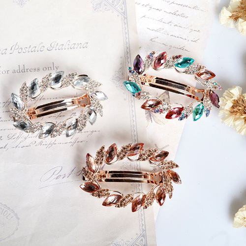 Hollow ring spring clip hairpin diamond hair accessories crystal hairpin Korean style ponytail clip small headwear women's hairpin