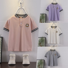儿童短袖T恤新款韩版宝宝V领上衣男童polo衫夏童装一件代发Tshirt