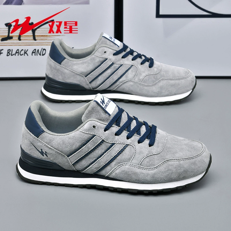 Мужские кроссовки Double Star: прямые поставки с фабрики, новые, кожаные, универсальные, нескользящие, повседневные, с мягкой подошвой, амортизирующие, для бега