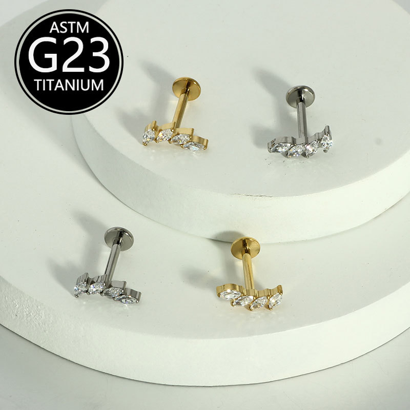Pointed titanium steel lip stud product view