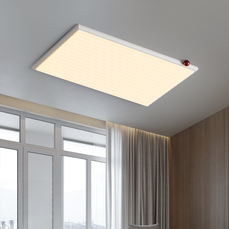 Lámpara de sala de estar de estilo medio, troncos súper brillantes, sensación de alta calidad, nueva lámpara de techo ultrafina de sala de protección ocular de color nogal chino