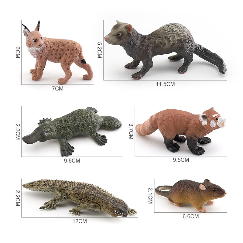 Simulación transfronteriza cola corta Bobcat pequeño Panda ornitorrinco hurón ratón cola de espina roca lagarto reptil modelo adornos