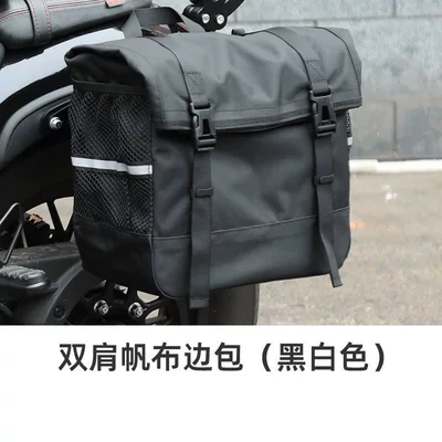 bars, Motorcycle bumper - black-flag-500-black-and-white-canvas-shoulder-bag