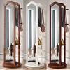 American full body mirror Mirror solid wood Dressing Mirror Length mirror girl bedroom household multi-function rotate mirror